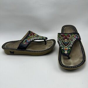 Alegria Sandals Vanessa Womens 35 US 5-5.5 Floral Thong Embroidered Flip Flops